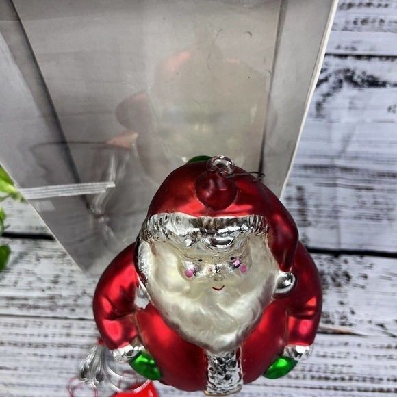 Vintage Department 80 Mercury Glass St. Nick Santa 9" Ornament Handpainted w Box - Picture 5 of 15